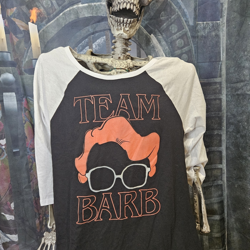 Stranger Things Team Barb Baseball Tee - Black and White
